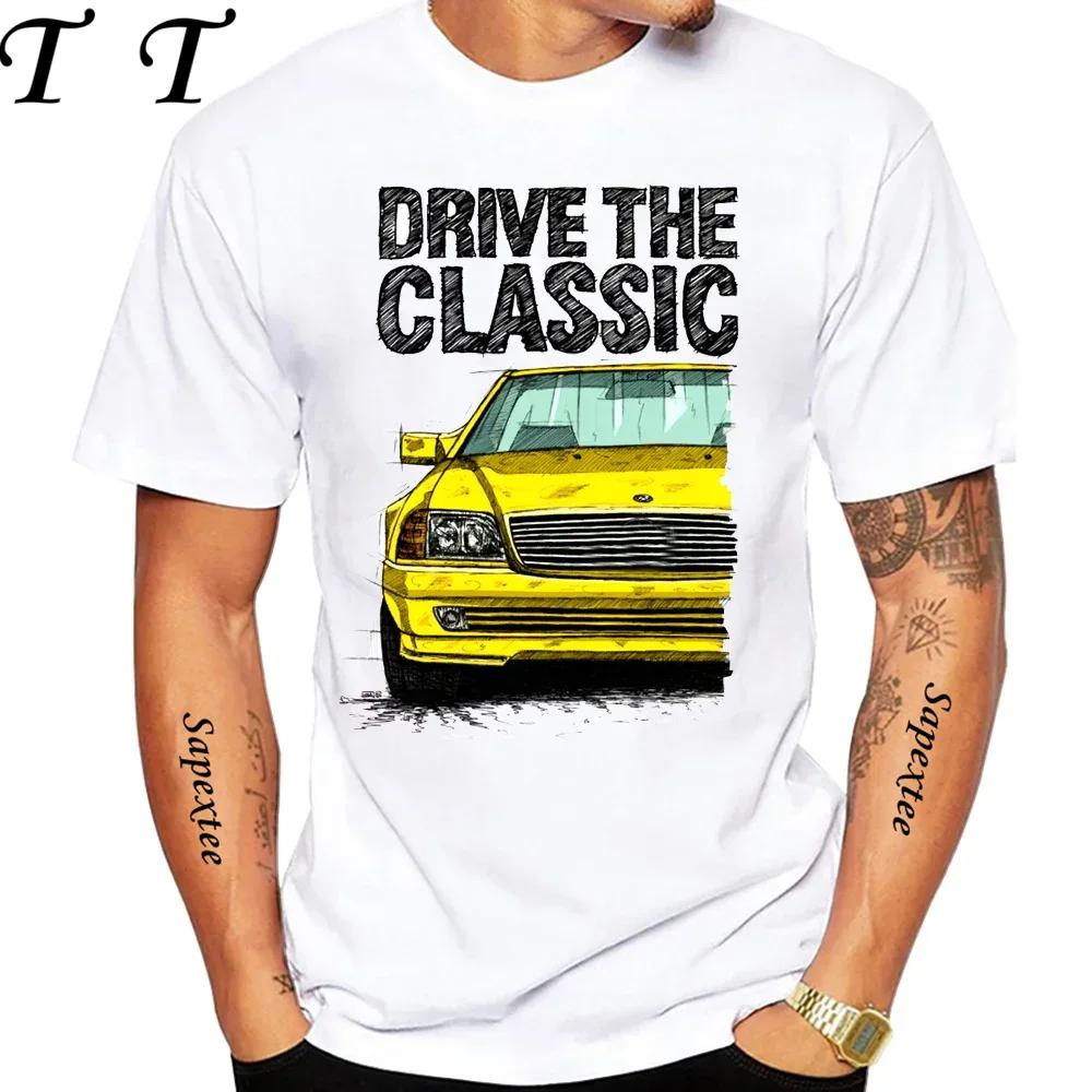 Новая мужская футболка с коротким рукавом Drive The Classic Germany Old W123 W124 R129 Hip Hop Boy Повседневные белые топы 70-е Винтажные автомобильные футболки