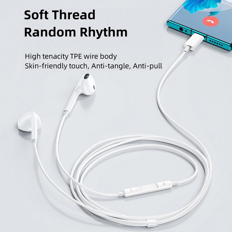 VAORLO Цифровые проводные наушники Type-C, совместимые для iphone 15, Samsung, Xiaomi, Huawei, 3,5 мм, стереонаушники с супер басами, спортивная гарнитура