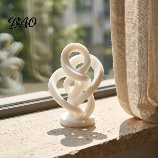 White Twisted Ribbon Ornament Modern Abstract Statue, 3D Printed Infinity Twist Ornament, Minimalist Interior Decoration Artistic Sculpture