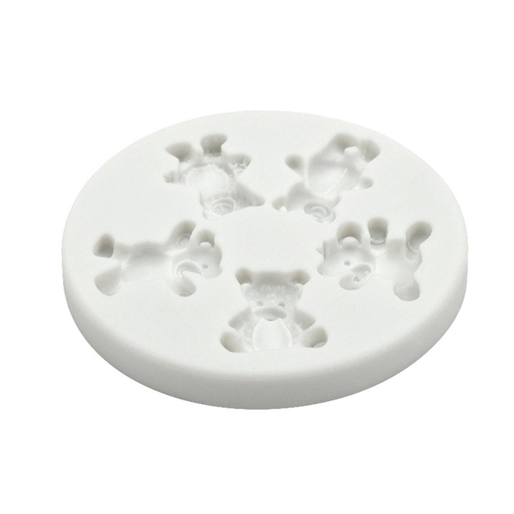 5-соединительная форма для сахарного торта с медведем, форма для помадки, пищевая силиконовая форма, инструменты для выпечки, форма для сахара, форма для шоколадной помадки