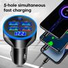 5 в 1 250 Вт автомобильное зарядное устройство с пятью отверстиями для одновременной зарядки, автомобильное зарядное устройство Type-C с цифровым дисплеем, зарядное устройство для телефона PD QC3.0