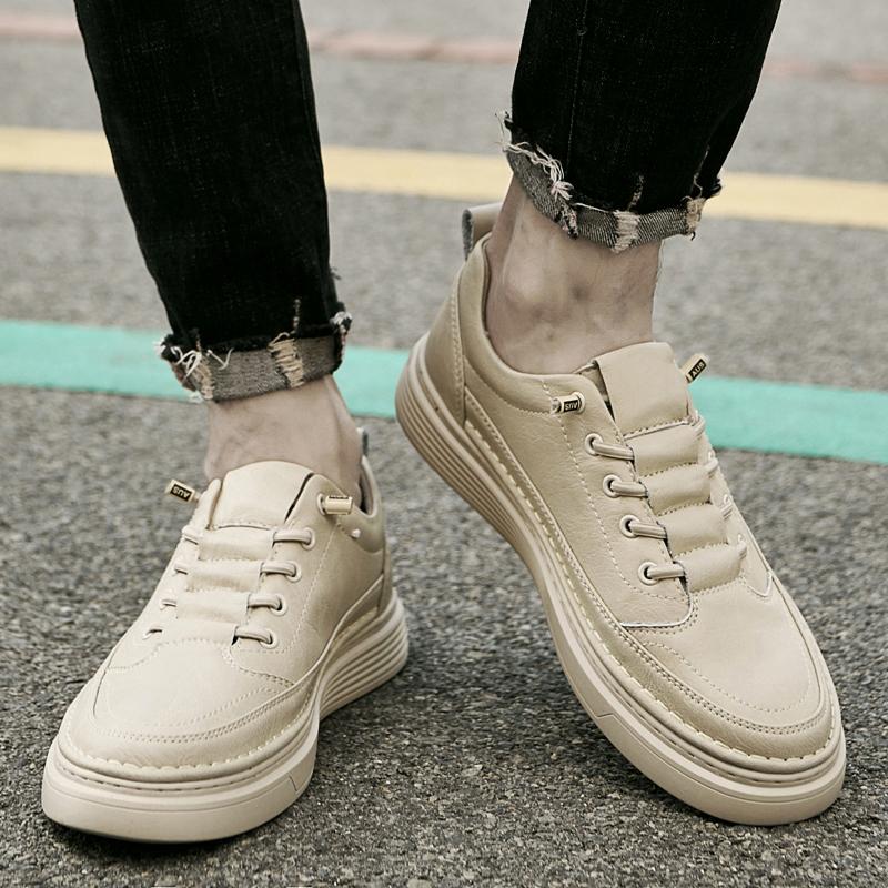 Весенние мужские кроссовки из натуральной кожи, мужская повседневная обувь, высококачественная мужская удобная обувь для скейтбординга, мужская обувь на шнуровке для отдыха на открытом воздухе