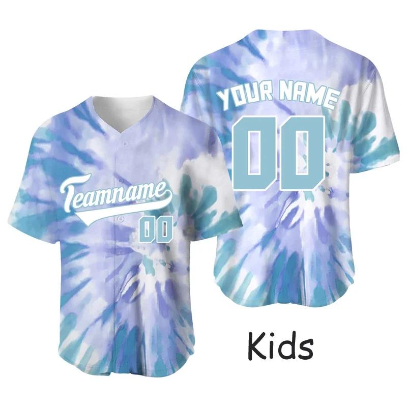 Футболка для бейсбола Tie Dye Custom, детская игровая майка, сублимационная печать, заготовки для спортивных футболок, быстросохнущая спортивная одежда, бейсбольная форма