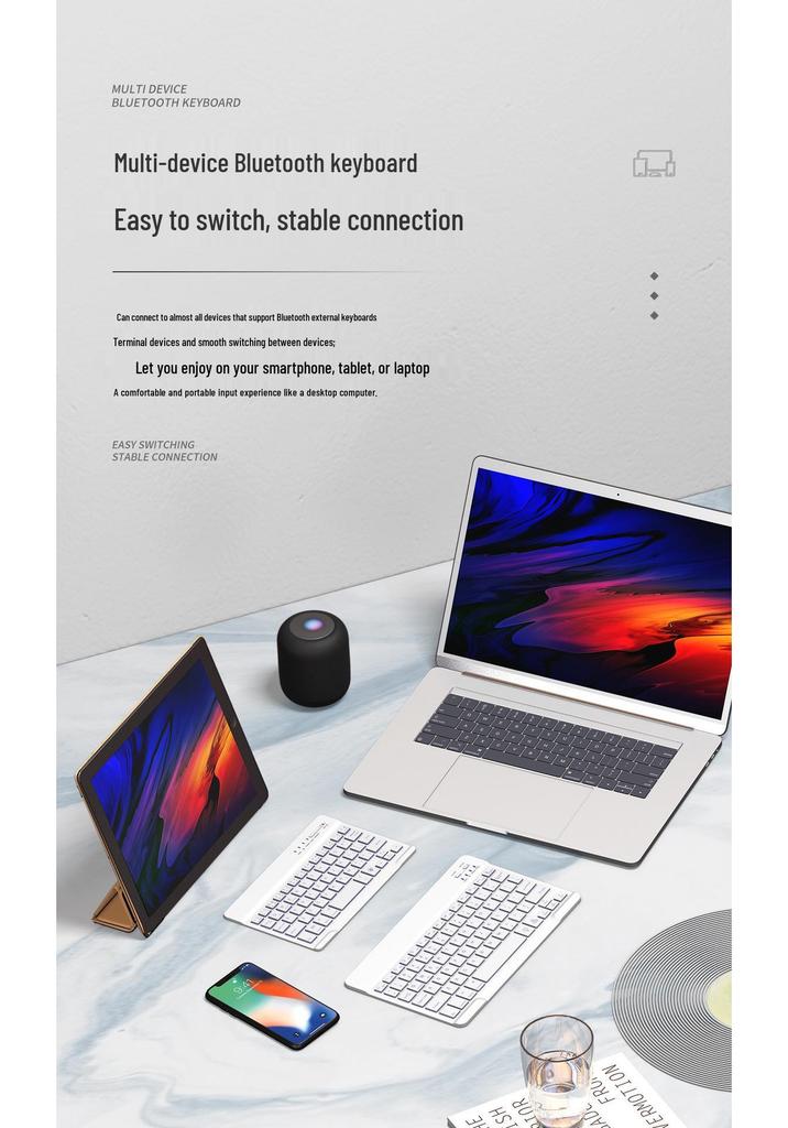 Bluetooth-клавиатура с RGB-подсветкой и бесшумная беспроводная мышь для iPad, Huawei и планшетов