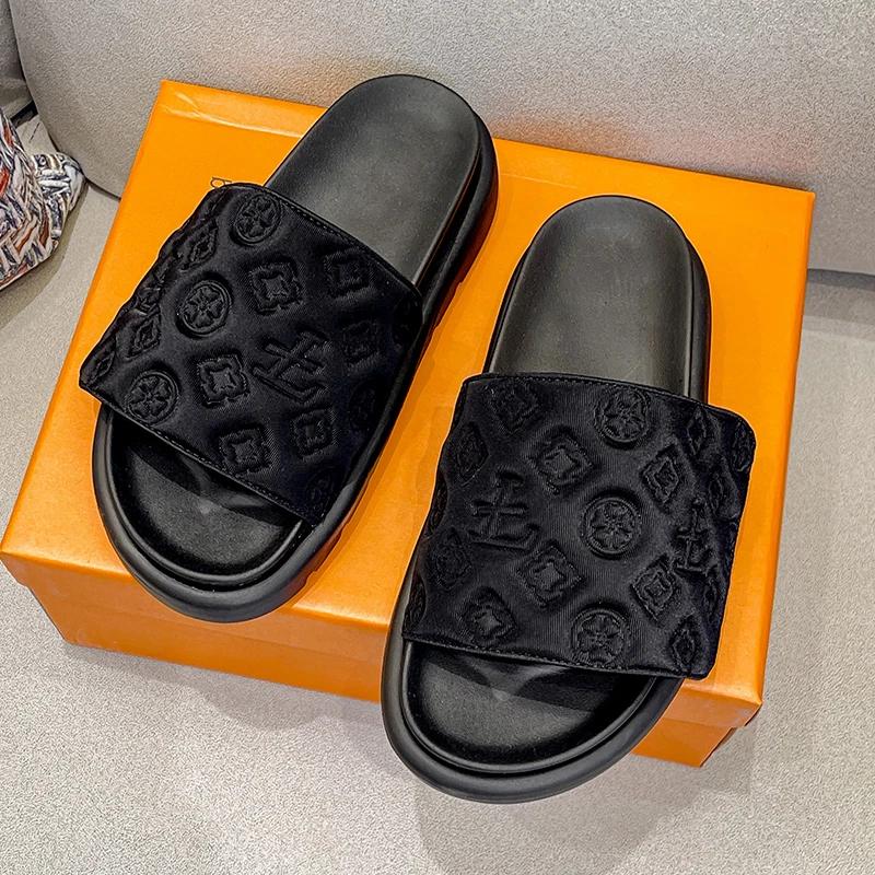 Тапочки Magic Tape Flat Slippers Женская летняя обувь класса люкс Брендовые сандалии на платформе Женские туфли-лодочки для увеличения роста Женские тапочки