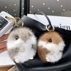 8Cm Cute Mini Hamster Pendant Keychain Children Luxury Real Mink Fur Doll Toy Bag Car Key Charms Ornament Keyring Trinket Gifts