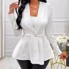 Women's Fashion Casual Solid Color Print Autumn Winter Long Sleeve V-Neck Jackets & Coats