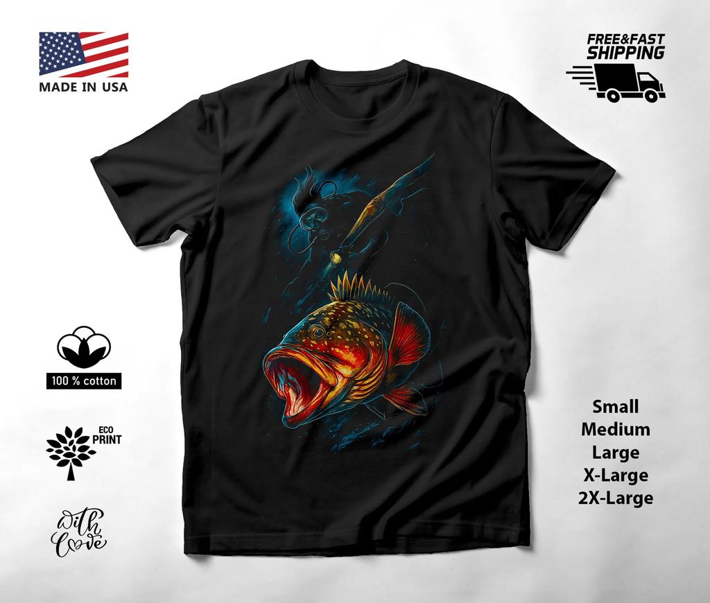 Golden Spotted Fish Chasing Lure T-Shirt Black Unisex S-2XL