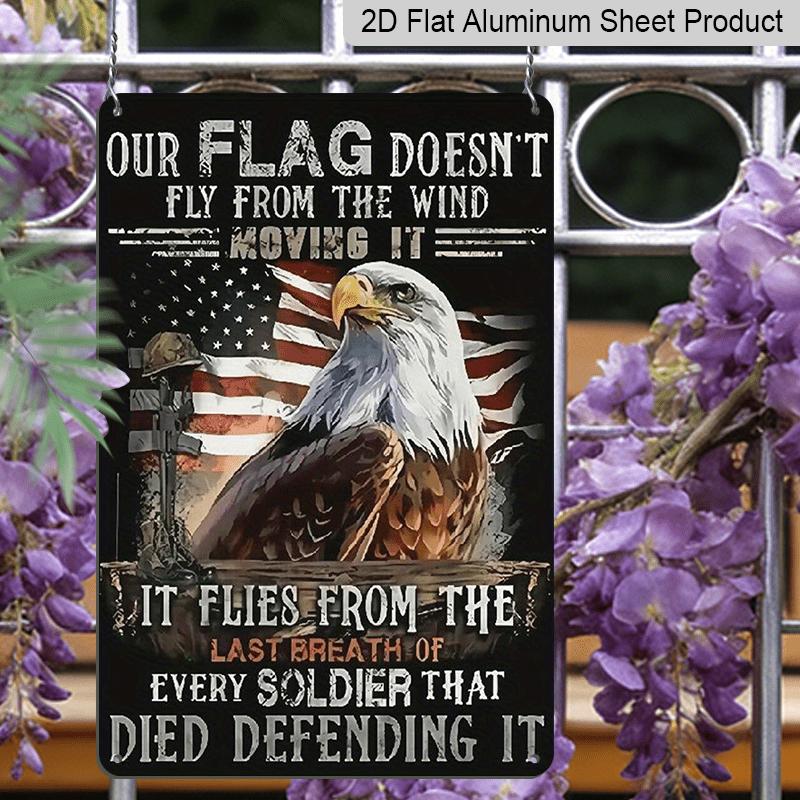 2D Flat Veterans Day, American Soldier Eagle Print Metal Sign, 8"x12" House Sign, Front Door Sign, Porch Sign Aluminium Wall Decor for Home Bedroom