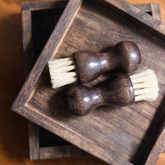 Щетка для мытья кастрюль из бамбуковой пальмы с рукояткой из очеловеченного дерева, термостойкая щетина, набор для чистки кастрюль, сковородок, овощей