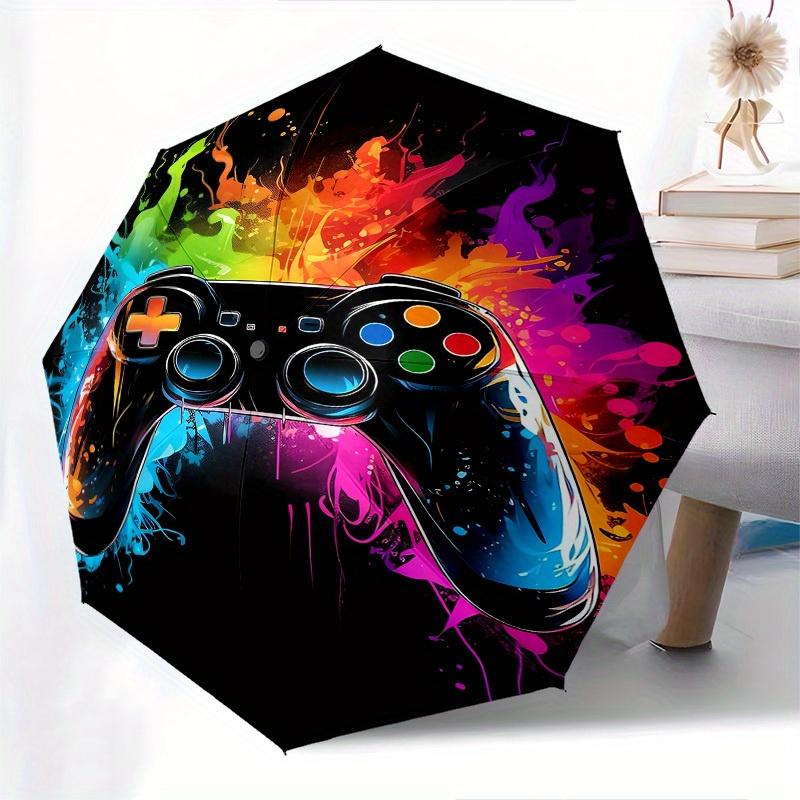 1pc Gamer Colors Themed Design Umbrella 8 Rib Frame, One-touch Automatic Opening 3 Fold Umbrella, Fashion Gift-p0803051