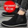 Модные Новые Мужские Туфли на Платформе с Лифтом, Ботинки Челси, 6 см Невидимая Внутренняя Высота, Мужские Туфли для Увеличения Роста, Кожаные Ботинки на Платформе для Мужчин