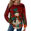 Женская мода Рождественский свободный топ с длинным рукавом и круглым вырезом