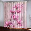 Pink Botanical Peach Tree Branch 3D Pattern Shade Curtains 2 Panel Luxury Classical Living Room Bedroom Window Decor Curtains