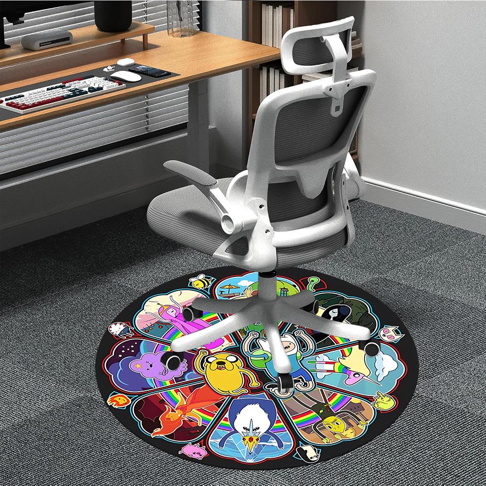 1pc Adventure-Time Chair Carpet for Office Non-Slip, Soft & Comfortable, Carpet for Office, Gaming, Lightweight Round Floor Mat yy251021008