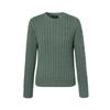 Polo FW23 Однотонный женский свитер с вышитым маленьким пони и круглым вырезом, длинный рукав, темно-зеленый 211570012-080
