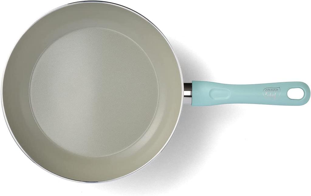 Greenpan Green Chef Frying IH Ceramic Inside and Easy To No Harmful Earth Mint Green Pan, 26cm, Compatible, Processing, Non-stick Outside, Clean,