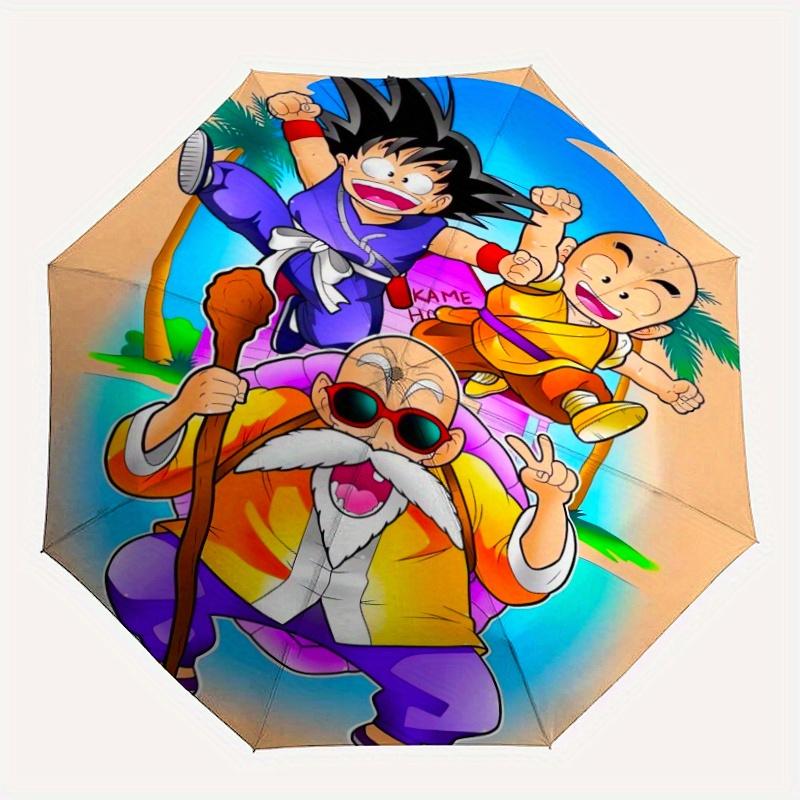 Goku Krillin & Master Roshi Dragon Ball Automatic Opening and Closing Umbrella, Lightweight 3-Fold, With Cute Cartoon Characters, Suitable for Home, O