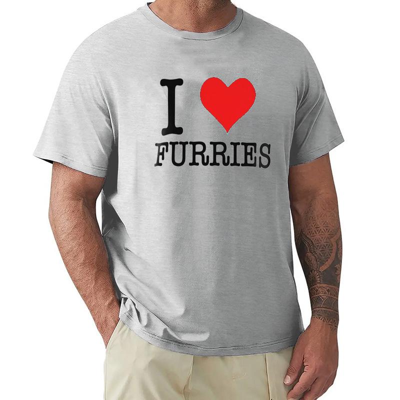 I Love Furries T Shirt Funny Slang Humor Y2k Tshirts For Unisex Unisex Oneck 100 Cotton Unisex Summer Tops EU Size