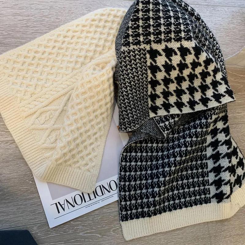 Women's Scarf Autumn and Winter Thick Warm Double-sided Knitted Scarf Wild Pure Color Imitation Cashmere Scarf Shawl