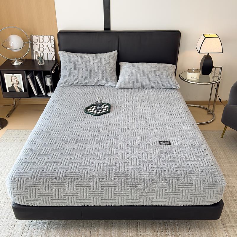 Горячая Зимняя Теплая Коралловый Флис Простыня на Резинке Эластичный Наматрасник Чехол Пушистый Плюшевый Постельное Белье Пара Двуспальная Кровать Кинг-Сайз