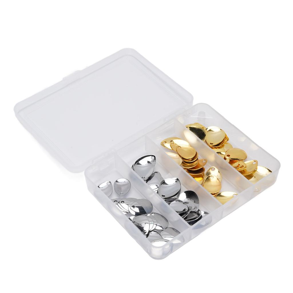 80Pcs Fishing Rotating Blades Stainless Steel Fishing Spoon Rigs for Saltwater and Freshwater Gold Silver