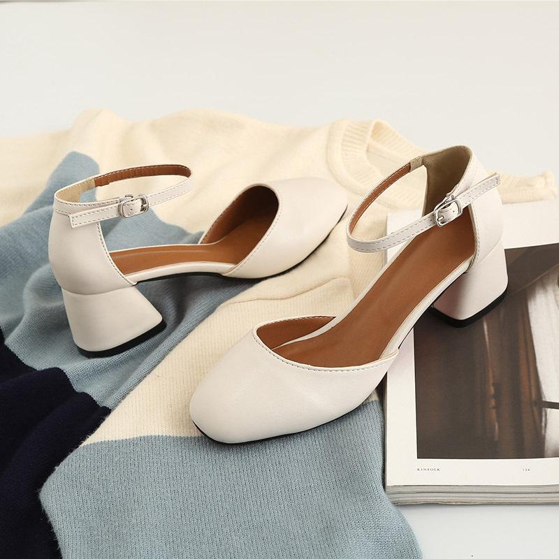 2024 Summer Fashion Women Sandals New Square Head Women's Shoes Shallow Mouth with Buckle Strap Thick with Women's Shoes Slides