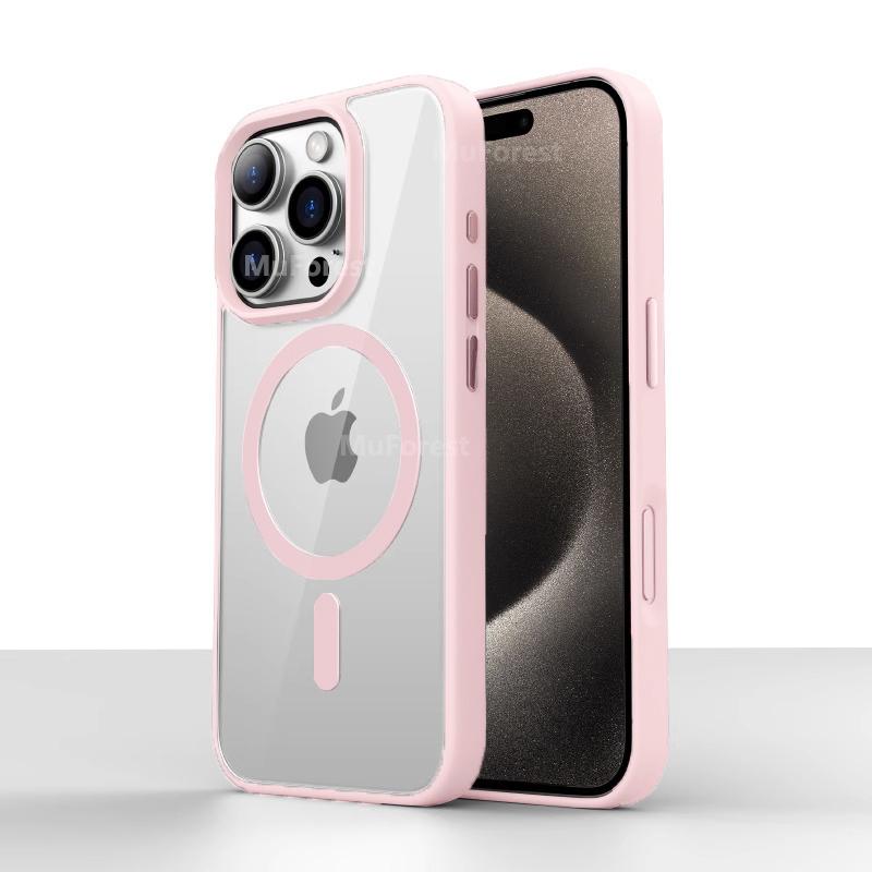 Магнитный Беспроводной Прозрачный Чехол Для iPhone 16 15 14 13 12 11 Pro Max Plus Акриловый Для Magsafe Прозрачный Жесткий Противоударный Чехол