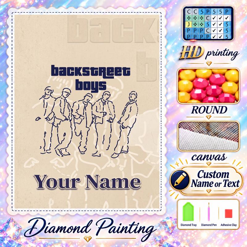 Backstreet Boys 5D DIY Diamond Painting Custom Name Text, Full Drill Rhinestone Mosaic Art Home Gift