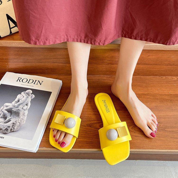 2025 летние женские классные тапочки, одежда в иностранном стиле, новая мода знаменитостей в Интернете, плоская односложная свежая обувь на мягкой подошве