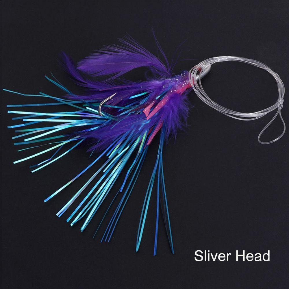 Fishing Tackle Tied Up Saltwater Octopus Bait Long Tail  Squid Skirt Feather Lure String Hook