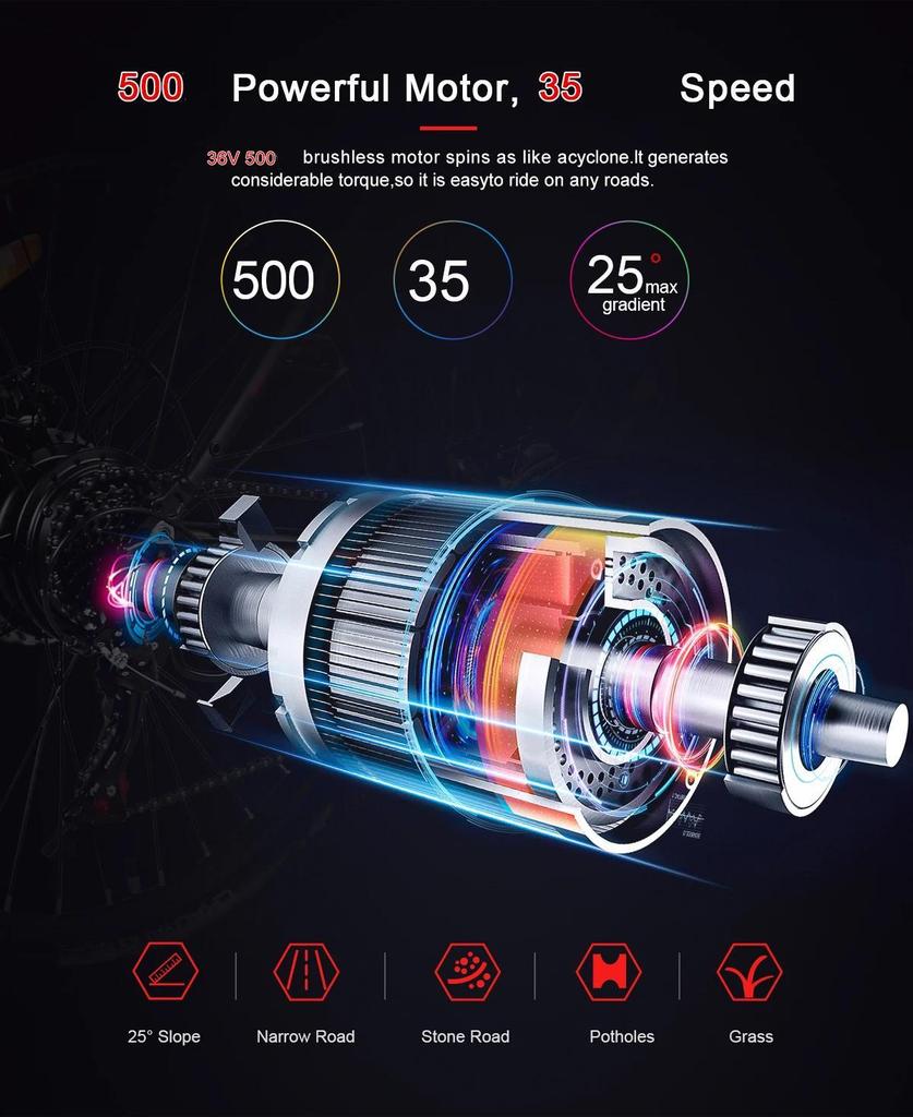 New model SY26-II 500w 36v 13Ah  Bicycle for Men Road Bike 26*1.95 Inch Tire Bicycle Mountain 26 Inch Cycle 21 Speed  Electric Bicycle.