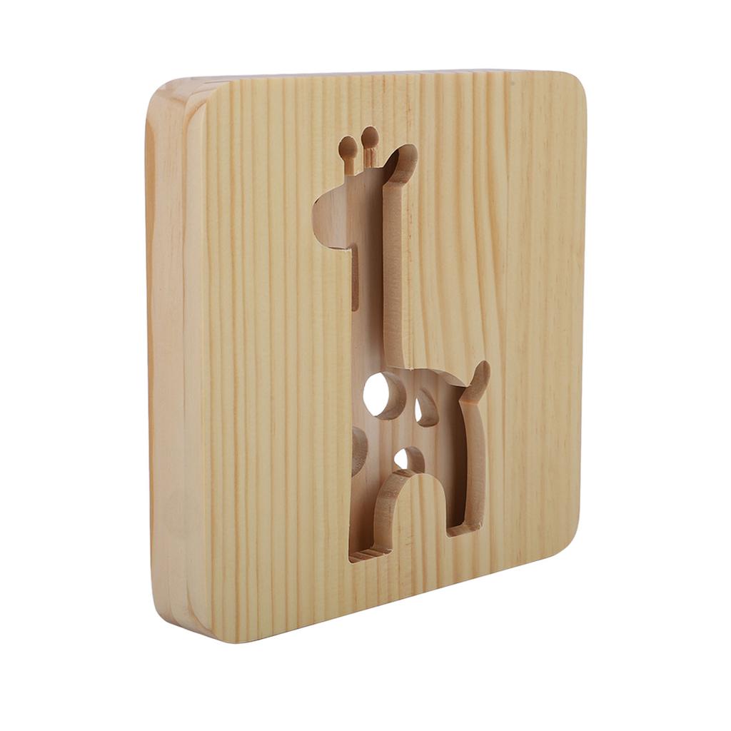 3D Жираф Деревянный Светильник 360 Градусов Облучение Полый Узор Теплый Белый Свет Светодиодный Деревянный Ночник