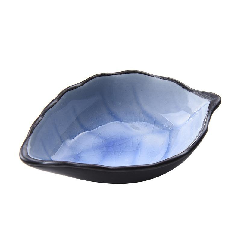 Ceramic Small Dish Tableware Vinegar Dish Soy Sauce Dish Seasoning Dish Bone Dish Dish Ice Crack Glaze Leaf Snack Plate