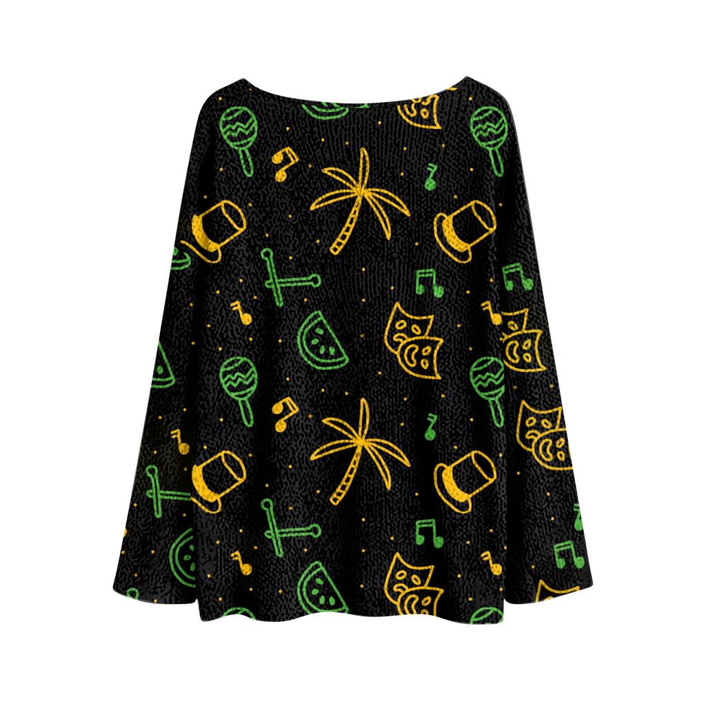 Женский модный пуловер с круглым вырезом, длинным рукавом и принтом, повседневный