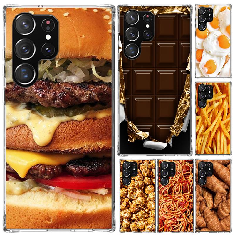 Чехол для телефона Food Fries Beer Cheese Sushi Cookie для Samsung Galaxy S26 S24 S23 Ultra S25 Edge S22 S21 Plus S20 FE + Мягкая печать Sh