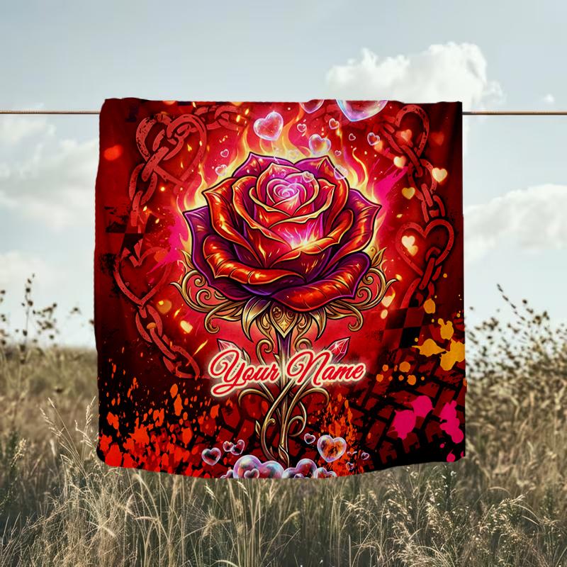 1PC Custom Name Luminous Love Artwork flannel blanket versatile,all-season throw suitable for the living room,bedroom,camping,travel,and gift