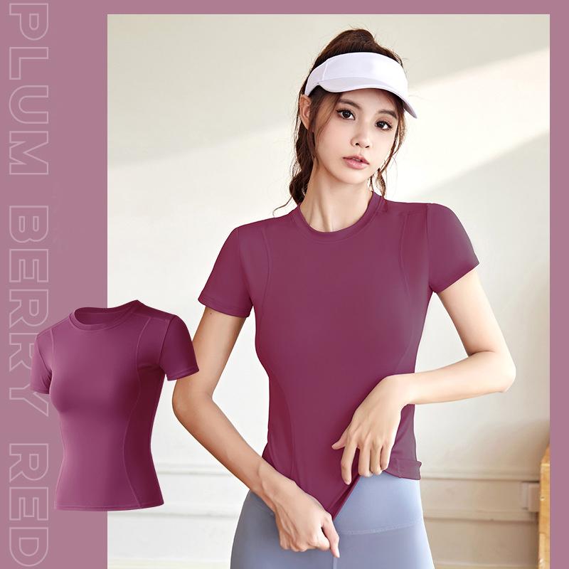 Yoga Shirts Women Quick Dry Seamless Running Tops Tight Workout Gym Short Sleeve Fitness Sports