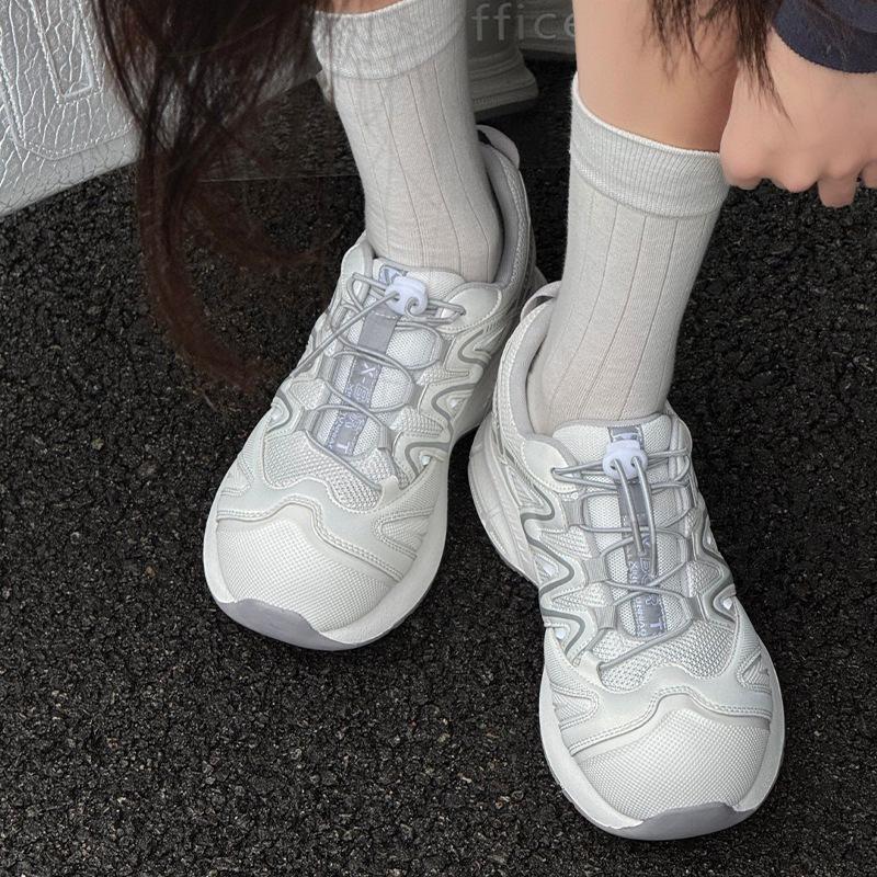 Daddy Shoes Girl 2025 Autumn New Breathable Thick-soled Mesh Sneakers Graffiti Muffin Sole Single Shoes Casual Shoes Women
