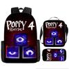 Набор из 3 предметов: школьная сумка Poppy's Playtime 4 Elementary School Bag и рюкзак Nightmare Critters большой вместимости.