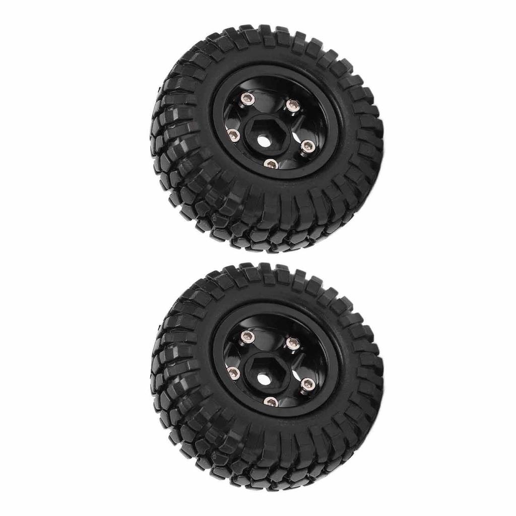2Pcs RC Wheels Metal Remote Control Car Tires Replacement Parts for Axial SCX24 90081Black