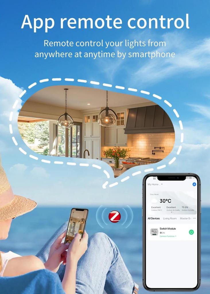 Умный многопозиционный выключатель Graffiti Zigbee/WiFi с голосовым управлением Alexa