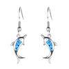 Wish blue dolphin opal earrings cute niche versatile source