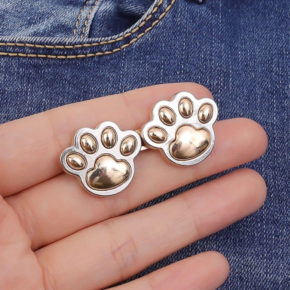 Zinc Zinc Alloy Puppy Paw Pants Button Tightener Waist Buckle Cat‘s Paw Twist Chain Brooches Skirts