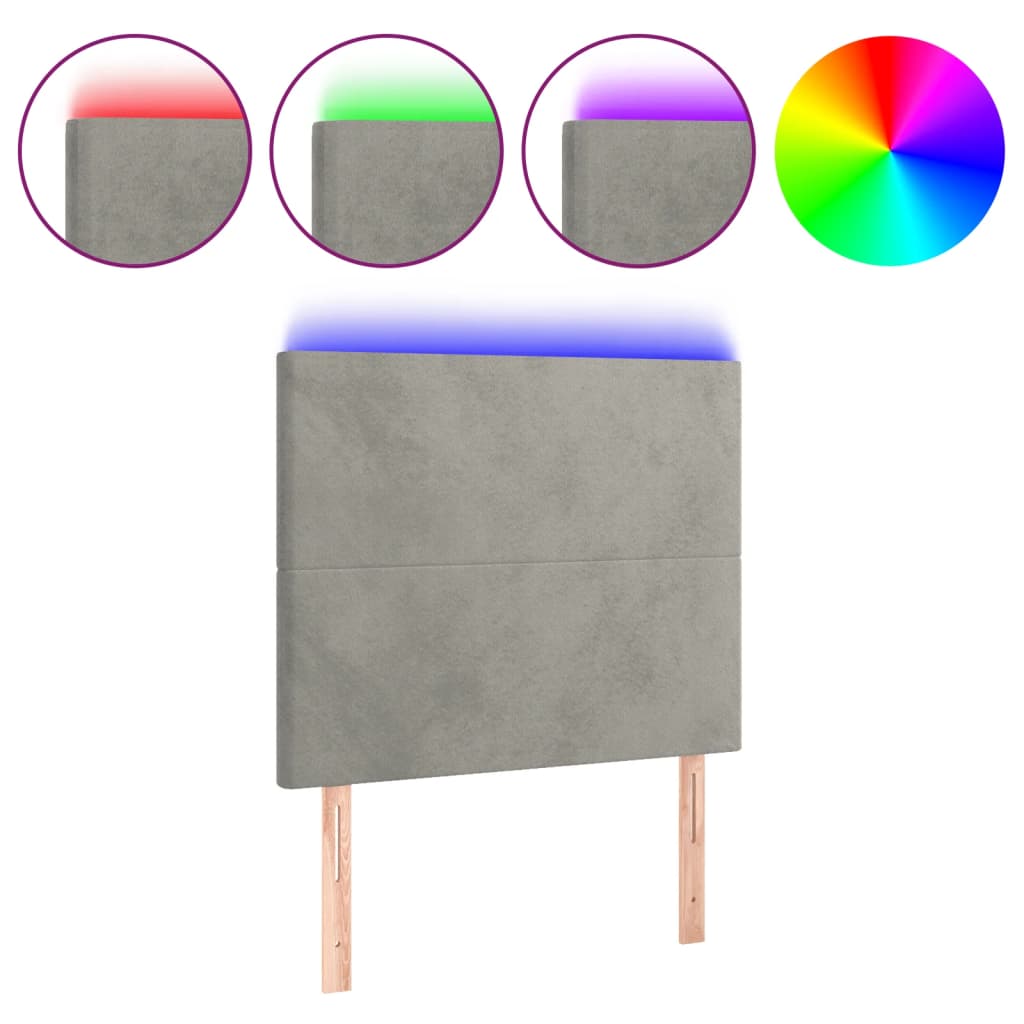 LED Headboard Light Grey 90x5x118 128 cm Velvet