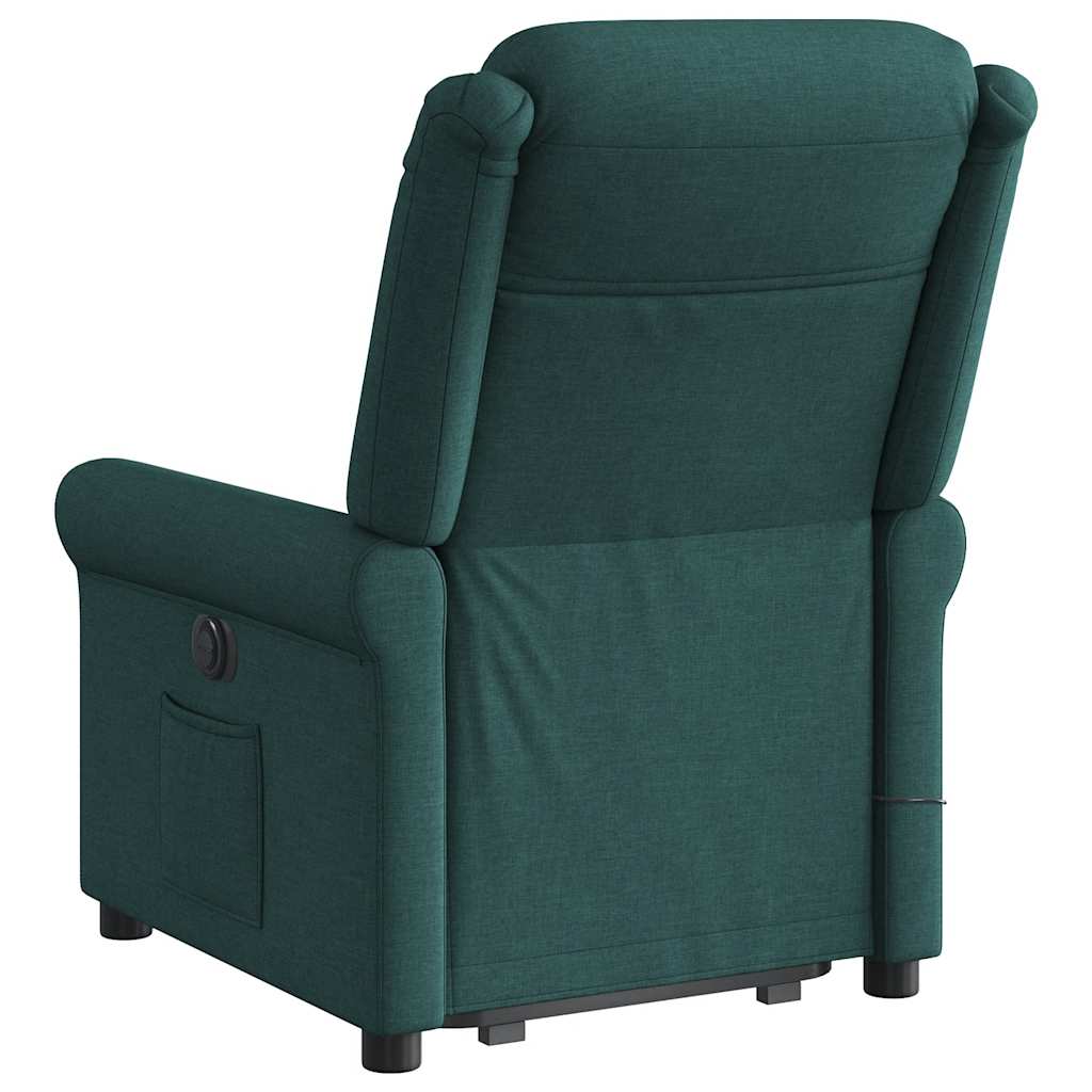 Electric Massage Recliner with Rising Assistance Dark Green Fabric