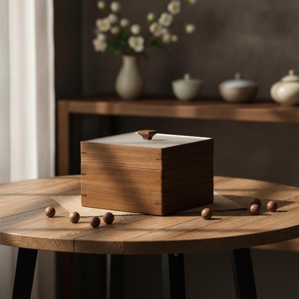 Multi Layer Storage Tray Organized Walnut Grain Snack Server Decorative
