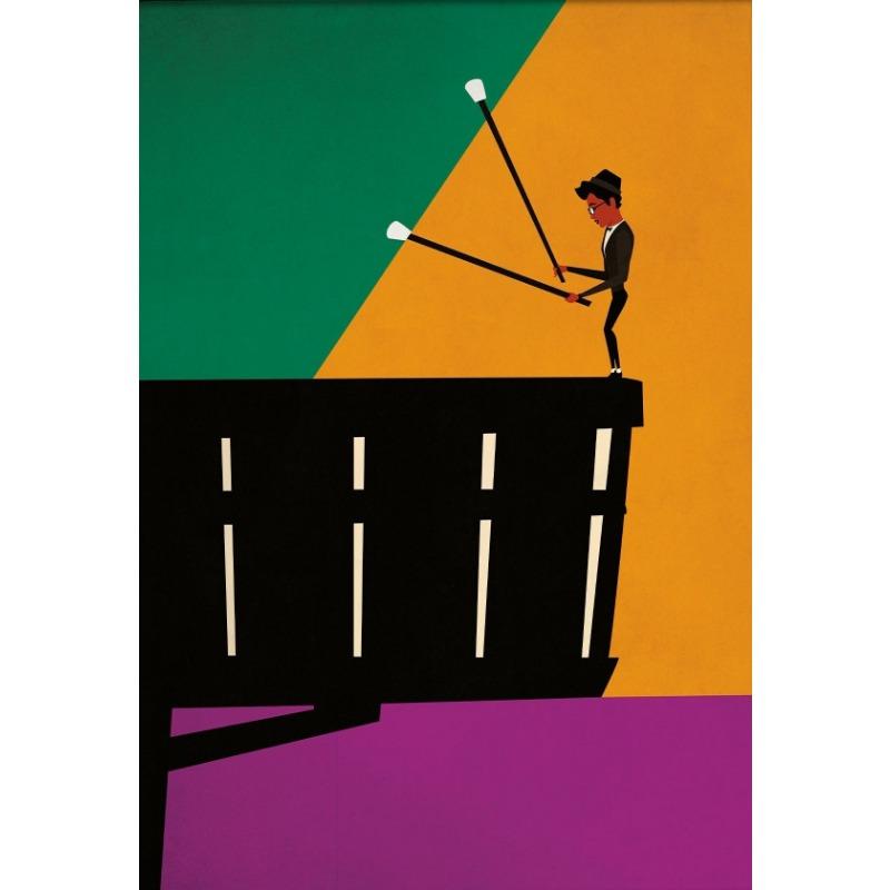 Mid Century Colorful Jazz Music Poster Instrument Player Trumpet Saxophone Canvas Painting Wall Art for Living Room Home Decor