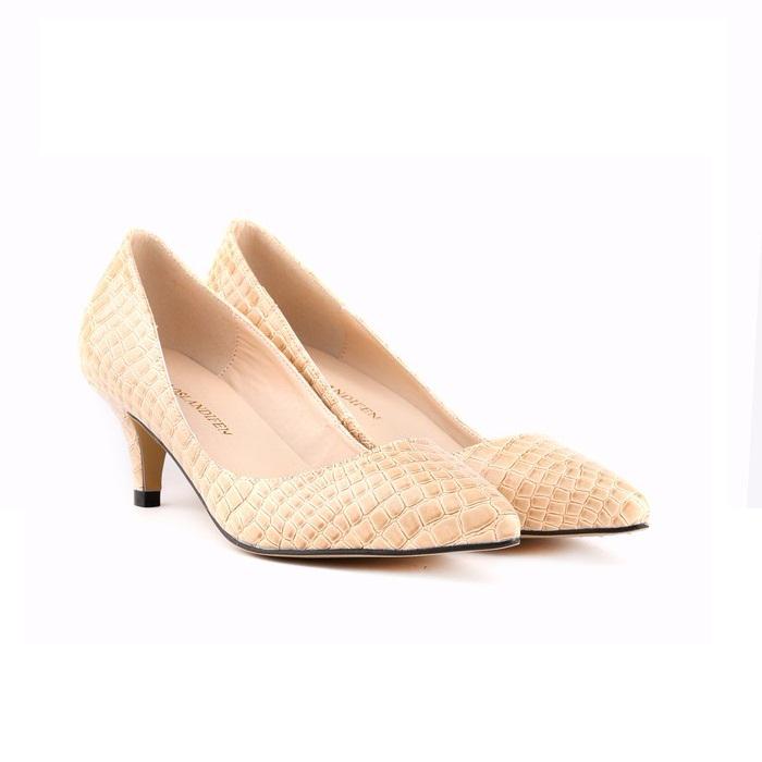 Sexy Faux Crocodile Pattern Leather Mid High Heels Pointed Toe Wedding Party Dress Pumps Women Shoes Shoe