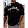 Men's Summer Loose Size 100% Cotton California Print Slim Fit Casual Round Neck Short Sleeve T-shirt Top